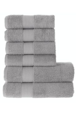 MAURAHOME Tomurcuk %100 Pamuk 6'lı Banyo Ve El Havlu Seti | 2'li 70x140cm Ve 4'lü 50x100cm | Gri
