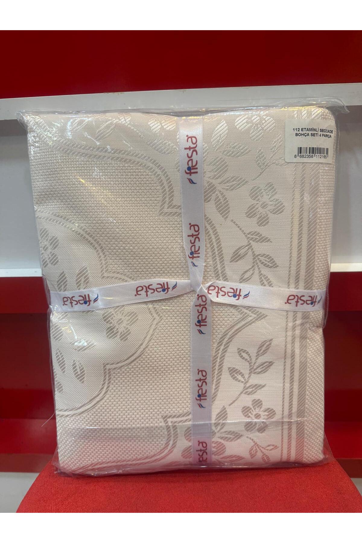 HİKMET 4 LÜ HAVLU BOHÇA SECCADE PREMİUM KALİTE HEDİYELİK ÇEYİZLİK BOHÇALIK ETAMİN SET - Görsel 2