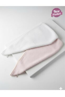 Fronte Home Saç Havlusu Saç Bonesi 2 Lİ SET %100 Pamuk Banyo ,Havuz ve Deniz Sonrası Kurulama PEMBE / EKRU