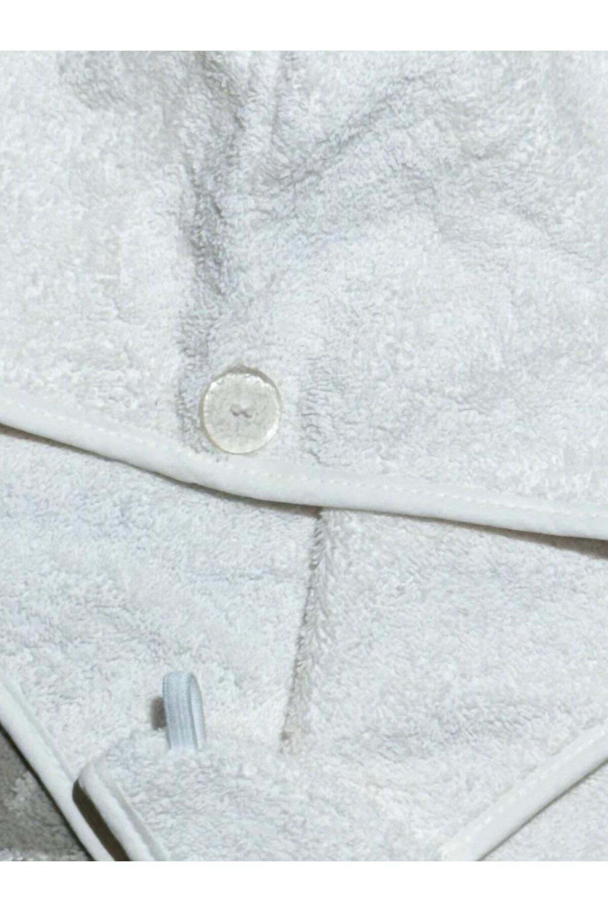 Fronte Home Saç Havlusu Saç Bonesi 2 Lİ SET %100 Pamuk Banyo ,Havuz ve Deniz Sonrası Kurulama PEMBE / EKRU - Görsel 2