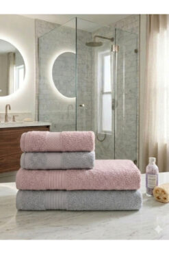 ÖZteks 4 LÜ BANYO HAVLU SETİ-HAMAM TAKIMI 2 ADET 90-150 CM BANYO HAVLUSU 2 ADET 50-85 CM EL YÜZ BAŞ HAVLUSU