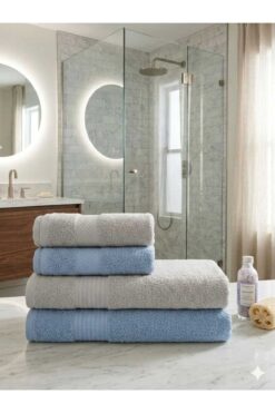 ÖZteks 4 LÜ BANYO HAVLU SETİ-HAMAM TAKIMI 2 ADET 90-150 CM BANYO HAVLUSU 2 ADET 50-85 CM EL YÜZ BAŞ HAVLUSU