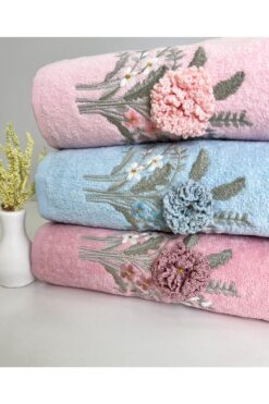 AYHANHOME 3d Çiçek Desenli Çeyizlik 3 Adet 50x90 El Yüz Havlu Seti