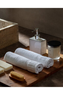 Madame Coco Piano Armürlü %100 Pamuk 2'li El Havlusu - Beyaz