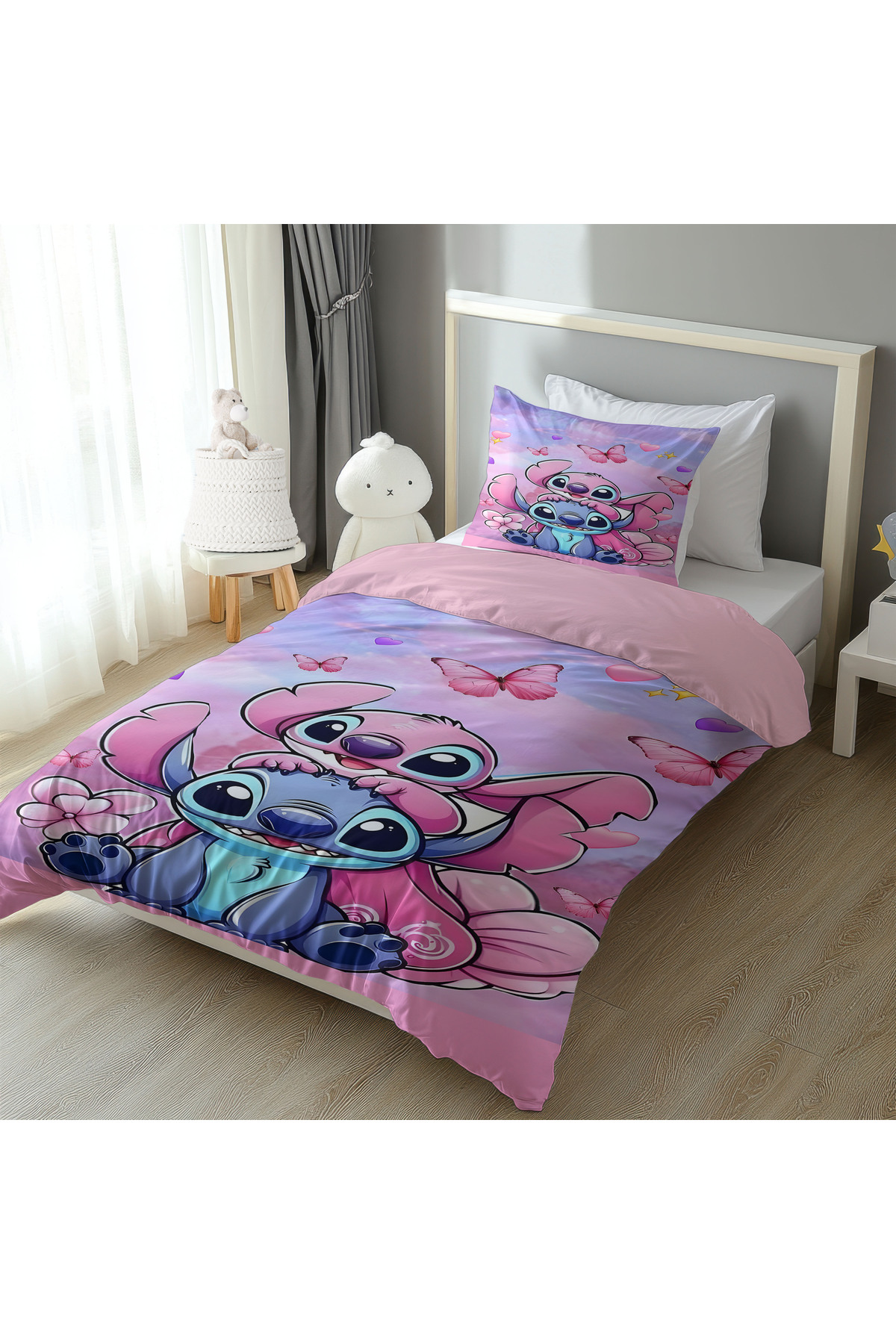 Şen Dekorasyon STİTCH PEMBE ÇOCUK NEVRESİM TAKIMI