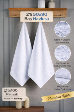 BAMİROSE 50X90 %100 PAMUK 2'Lİ OTEL HAVLUSU, EL HAVLUSU, YÜZ HAVLUSU, BAŞ HAVLUSU, SPOR HAVLUSU, SPA HAVLU