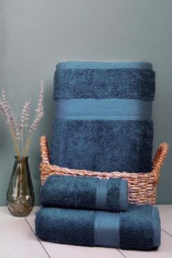 Arliva Home Terra Bukle Bordürlü Havlu Lacıvert 50x90