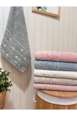 metin tekstil Papatya Model 6'lı 50x90 El Yüz Havlu Seti
