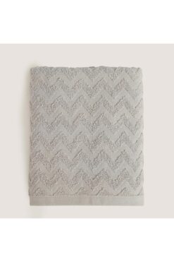 Chakra Zigzag %100 Pamuk Banyo Havlusu 70x140 cm Gri