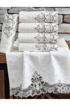 KÜBRAHOME'S Dantelli bambu 50x90 cm yüz havlusu