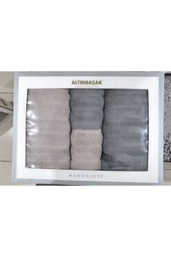 Altınbaşak Monna Banyo Seti / Hamam Seti 4 Parça Sabre / Gris Bej / Gri