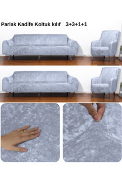 Hantaj Yumuşacık Yıkanabilir Tüy Leke Tutmayan Lastikli Kadife Koltuk Örtüsü Koltuk Kılıfı Takımı 4lü"set