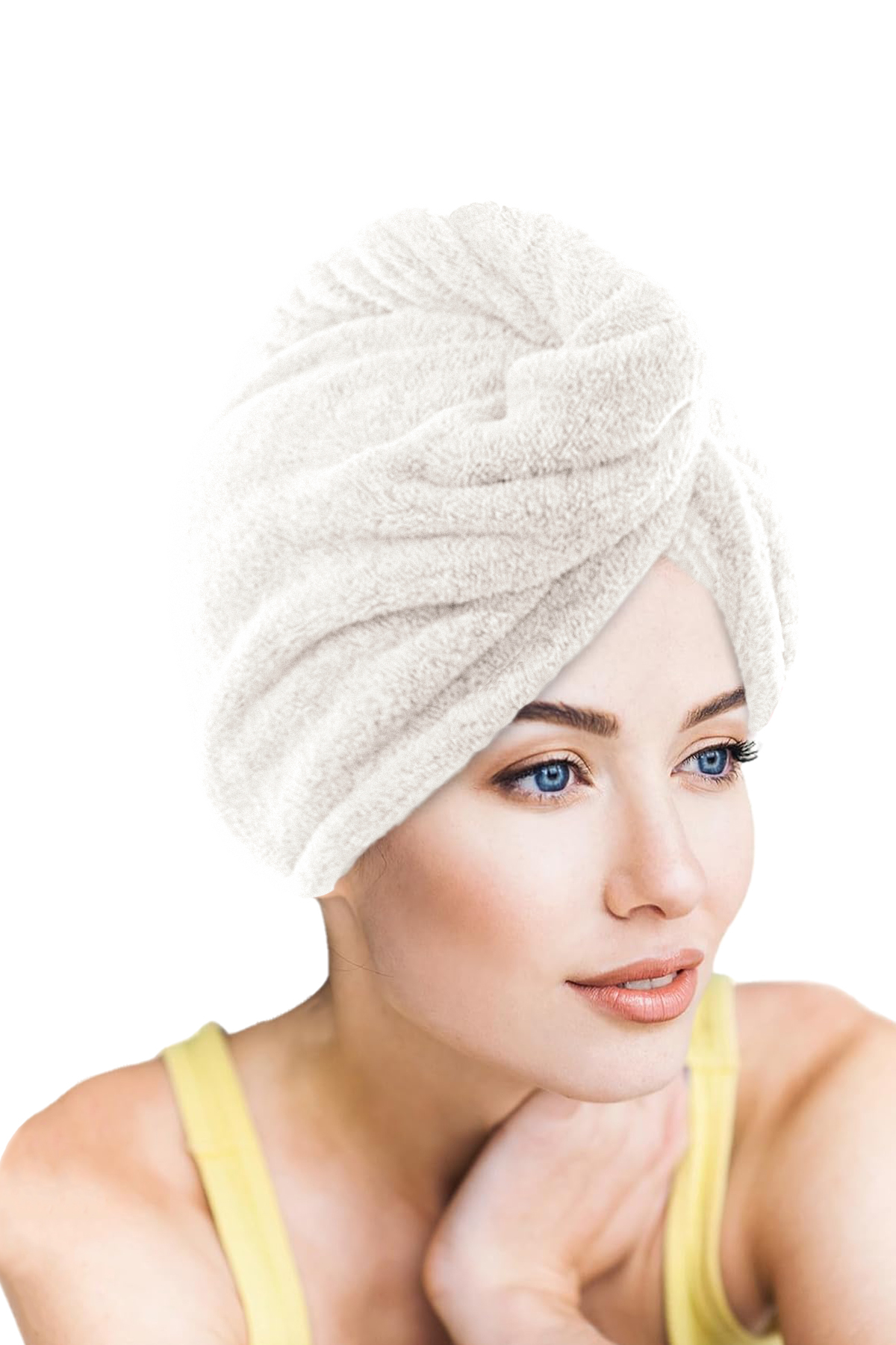 CHIZGY İkili Set Saç Havlusu Bonesi Lastikli Fiyonklu & Mikrofiber 2 Düğmeli Saç Havlusu - Görsel 2