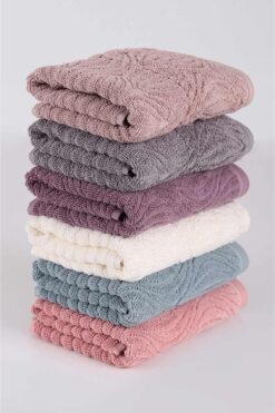 Bella Home Sarra 50x90 Midye Renkli El Havlusu - 6 Adet - %100 Cotton