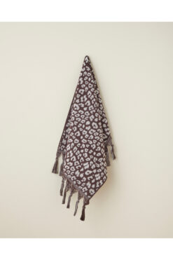 English Home Noir Leopard Pamuk Püsküllü Yüz Havlusu 50x80 cm Ekru-Kahve