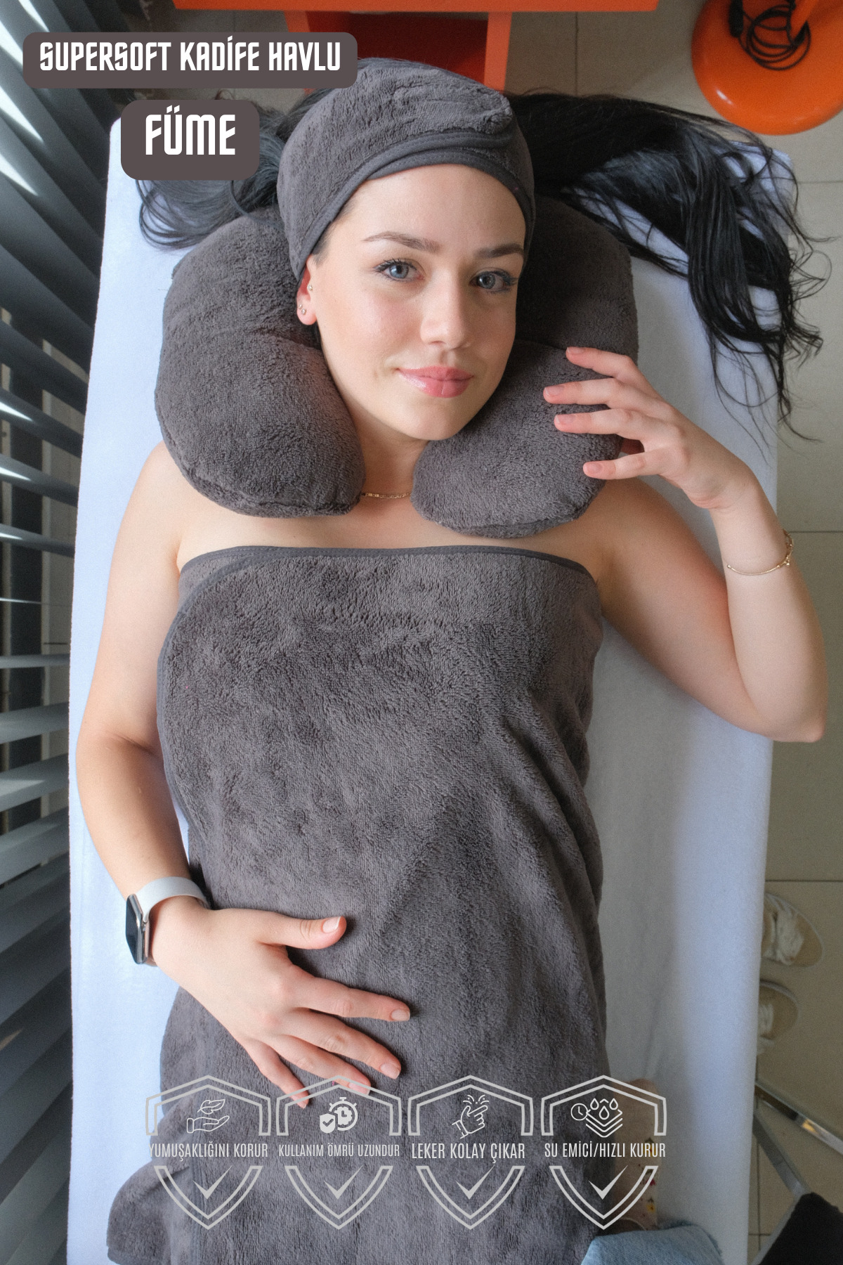 denizlicotton Güzellik Merkezlerine Özel Supersoft Kadife Havlu Seti