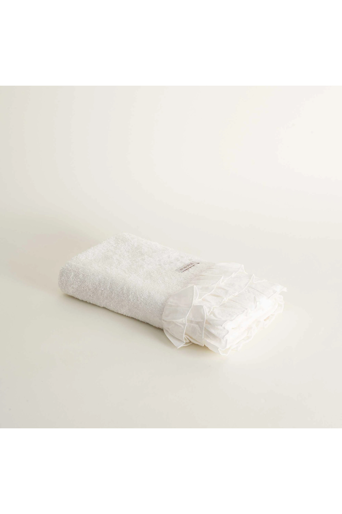 Ecocotton Miranda El Yüz Havlusu %100 Organik Pamuk Fırfırlı Krem 50x90 Cm