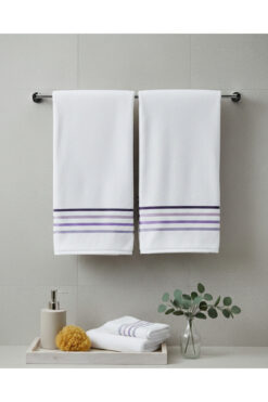 Coton Delux %100 Pamuk 2’li El/Baş Havlusu Seti 50x90 cm – Çizgili Desen Yumuşak ve Emici