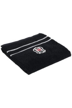 Hype Store Beşiktaş Arma Lisanslı Düz%100 Pamuk Yüz Havlusu, Siyah, 50x90 cm