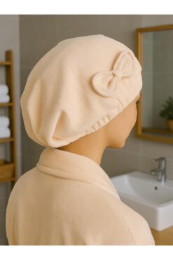 Ender Home DreamSoft Saç Kurulama Bonesi – Kadife Fiyonklu Lastikli