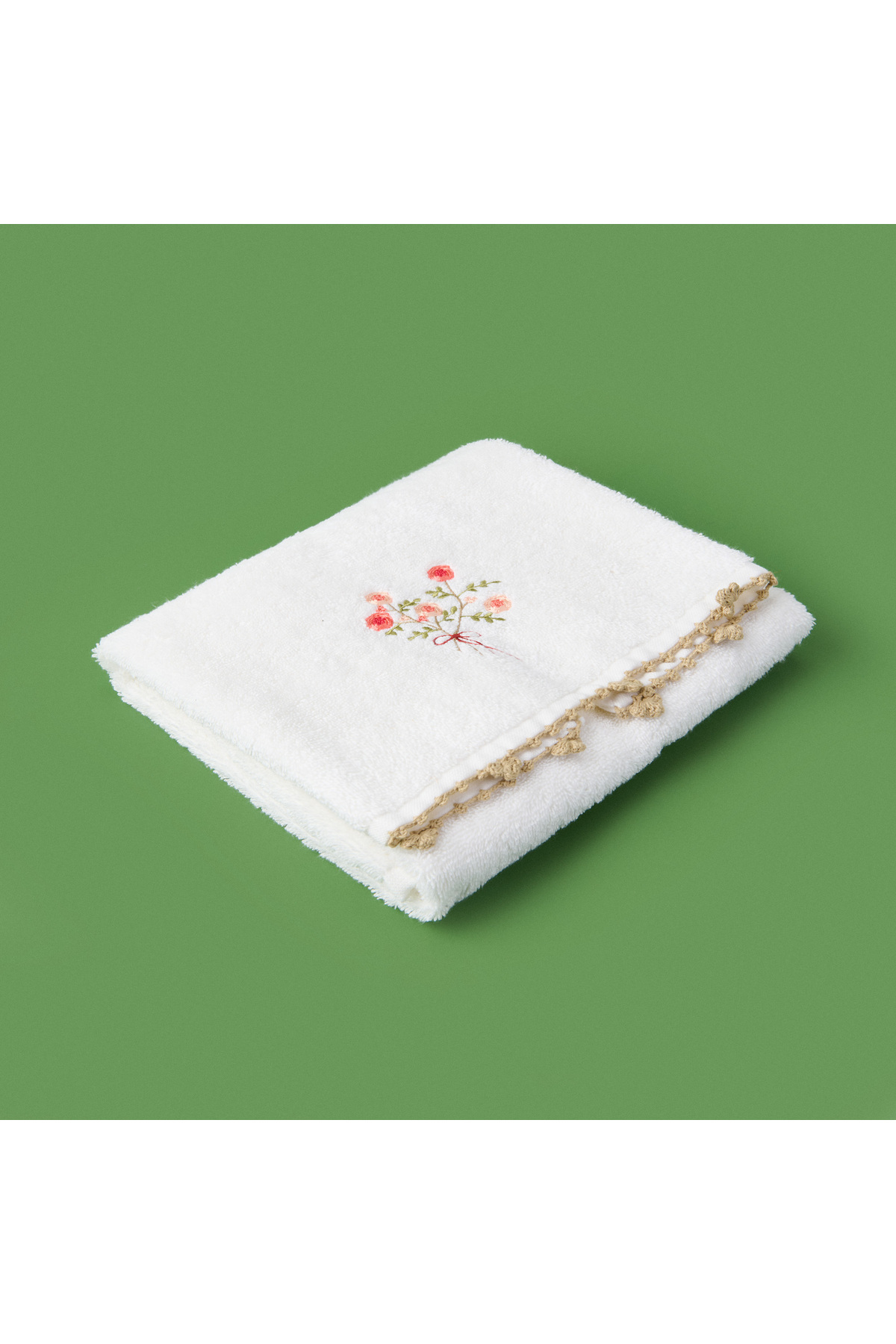 Evidea Soft Granny Summer Çiçek Nakışlı Yüz Havlusu - Ekru - 50x90 cm - Görsel 2