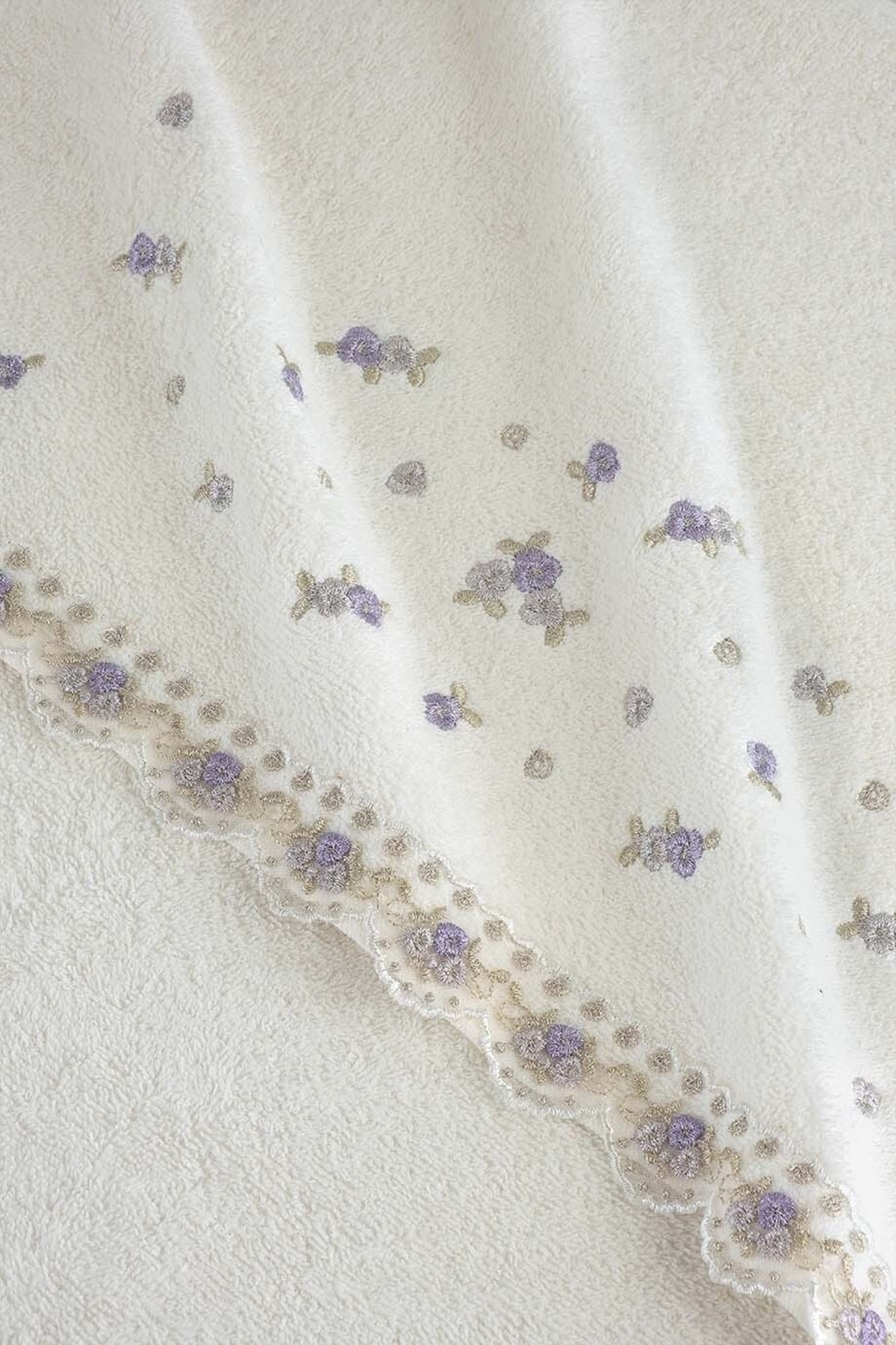 Arliva Home Meltem Nakıslı 2lı Havlu Setı Krem-lıla 30x50 50x80 - Görsel 2