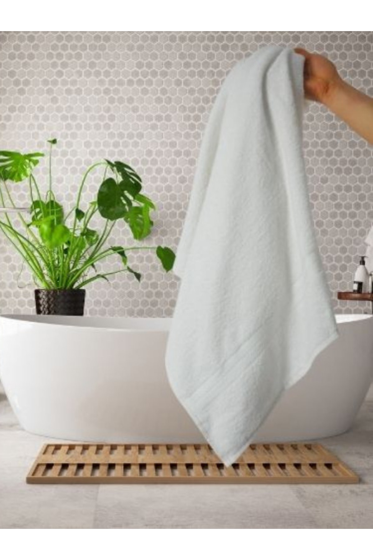 Şelale Can Ekstra Yumuşak Su Emici 90x140 Beyaz Tekli Banyo Havlusu - Görsel 2