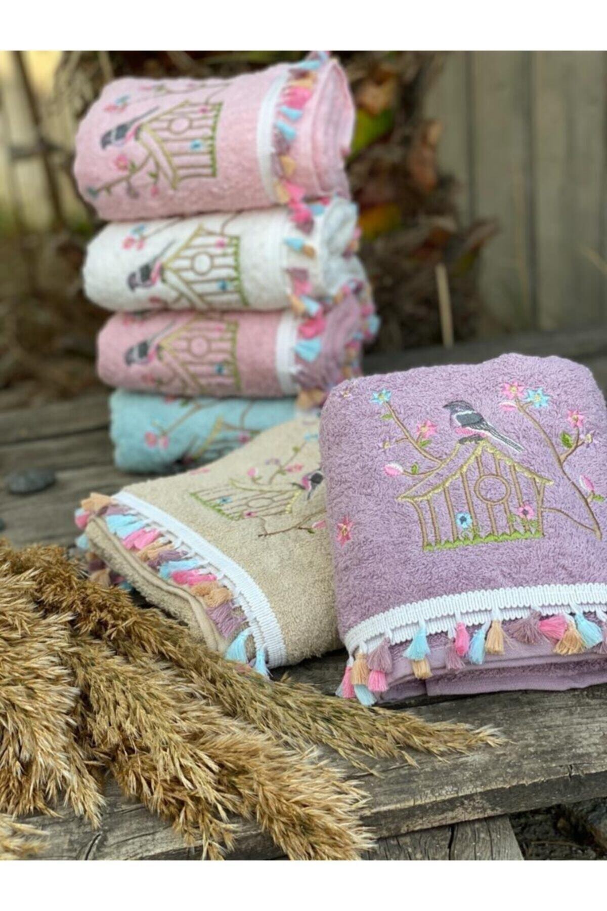 begenal home Flora Kafes Nakışlı El Ve Yüz Havlu Seti 50 X 90 cm Pamuklu 6’lı - Görsel 2