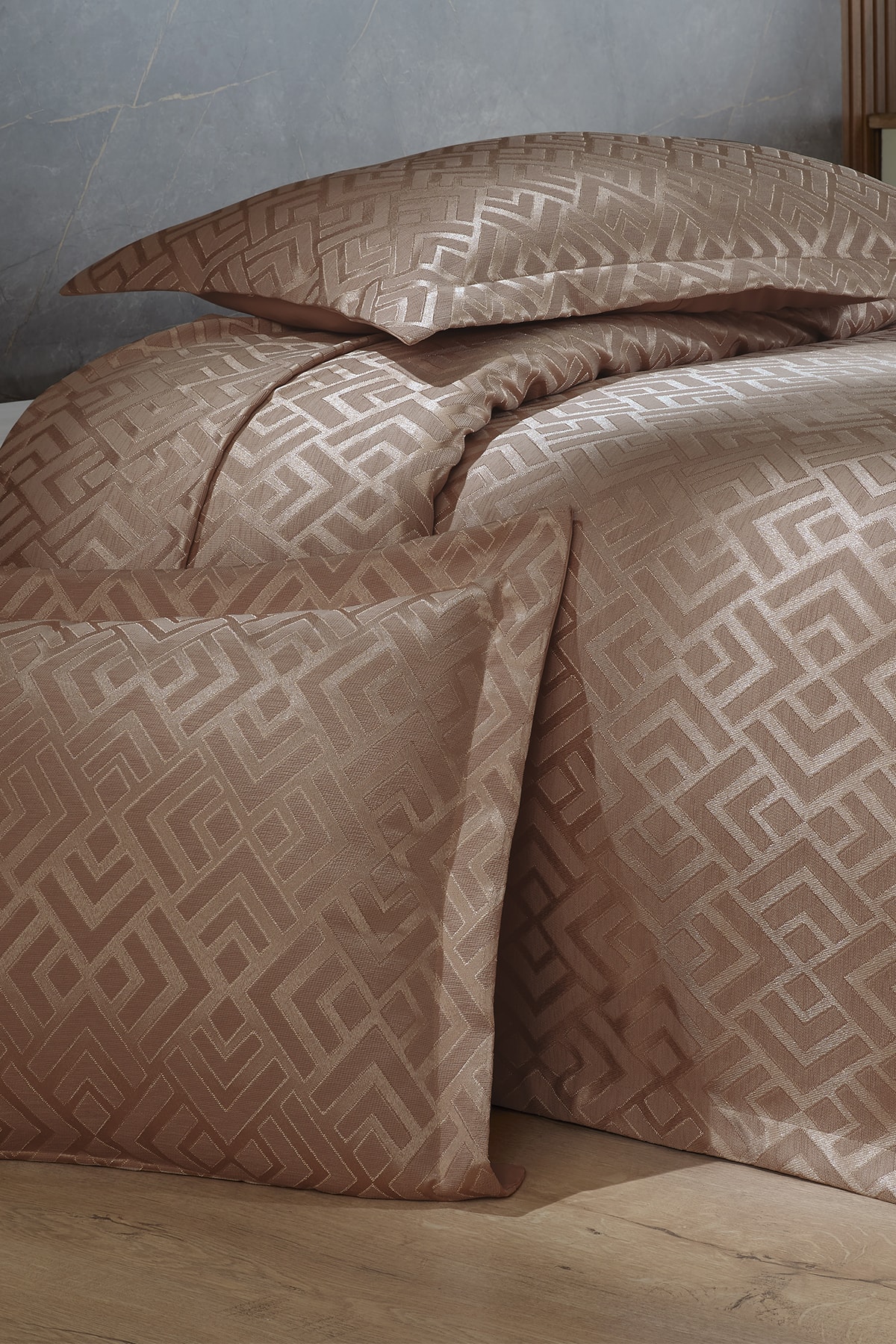 BİRHOME Estila Jakarlı Şönil Çift Kişilik Yatak Örtüsü (koyu Kahve) - Görsel 2