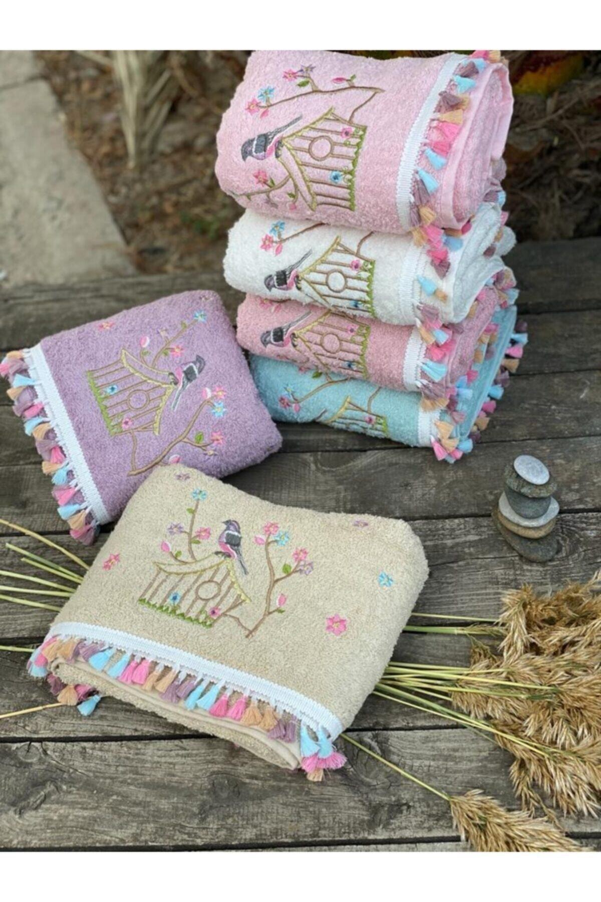 begenal home Flora Kafes Nakışlı El Ve Yüz Havlu Seti 50 X 90 cm Pamuklu 6’lı - Görsel 3