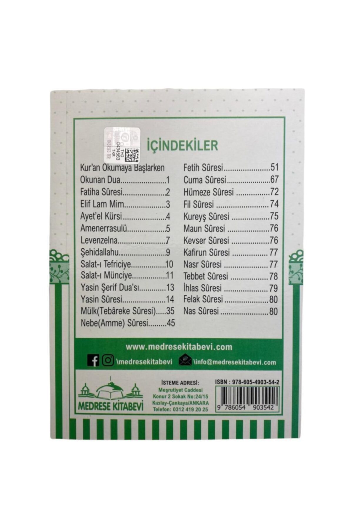 Medrese Yayınları Yasin Cüzü Kitabı Çanta Boy 80 Sayfa Sesli Dinleme Özelligi Dogum Cenaze Mevlit Hediyesi Yeşil - Görsel 3