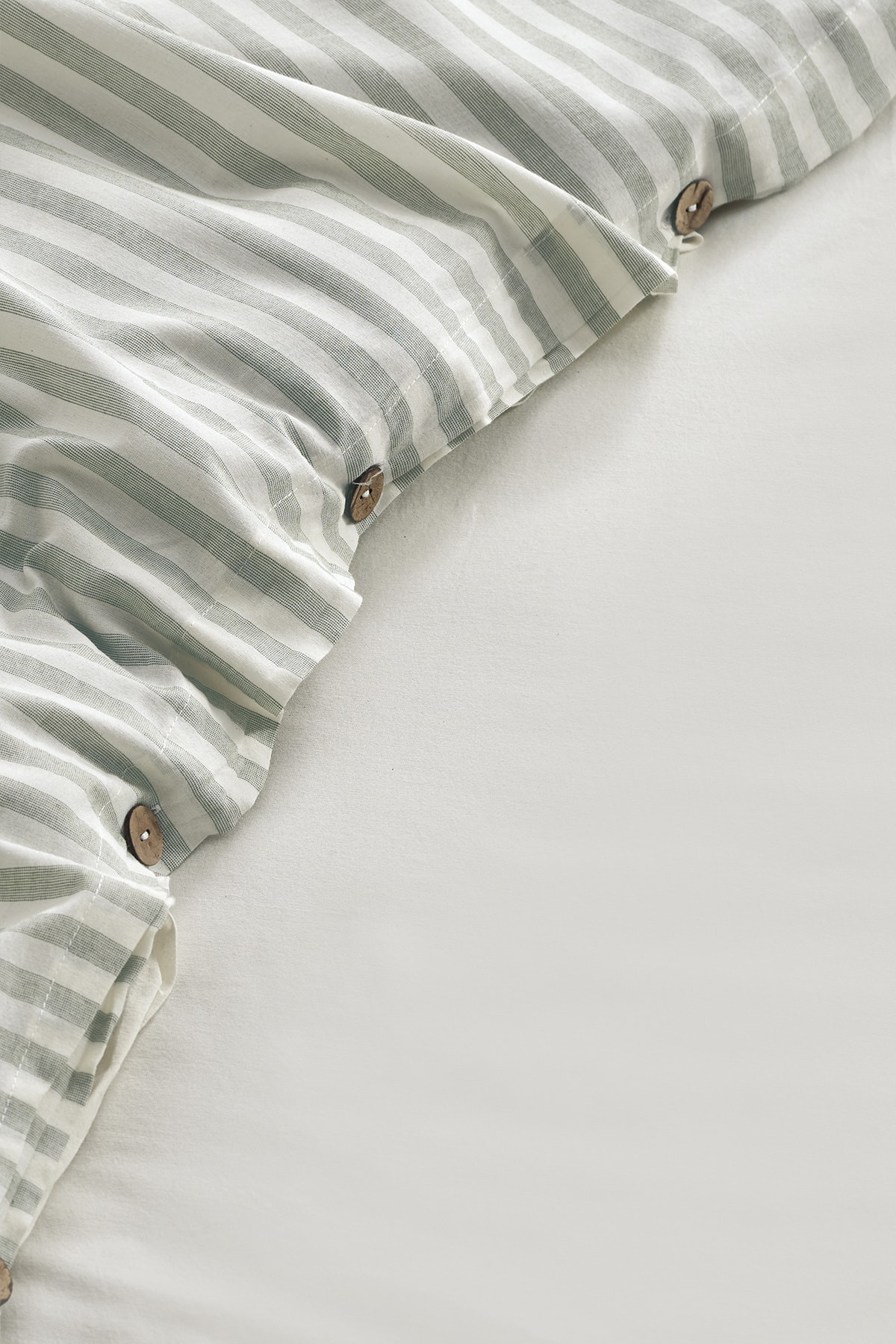 Berolige Easy Boho Yeşil Çift Kişilik Yıkamalı İplik Boya Nevresim Takımı - Görsel 3