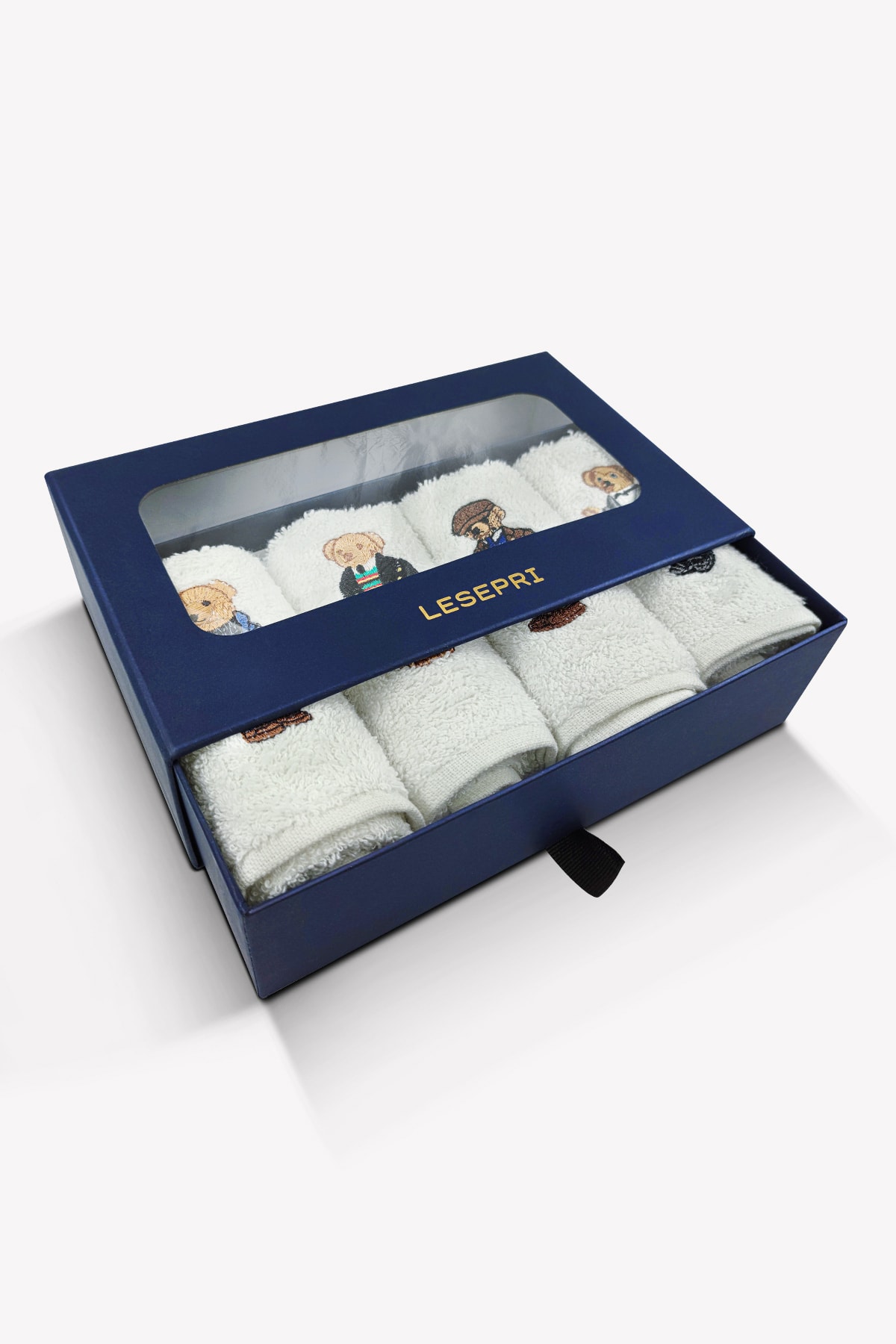 lesepri - 30x50cm Teddy Bear Nakışlı 4 Parça El Havlusu | Yüz Havlusu - Görsel 3