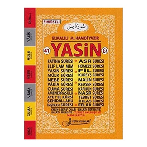 Genel Markalar 41 Yasin Fihristli (karşılıklı Türkçeli - Çanta Boy) Kod:f020