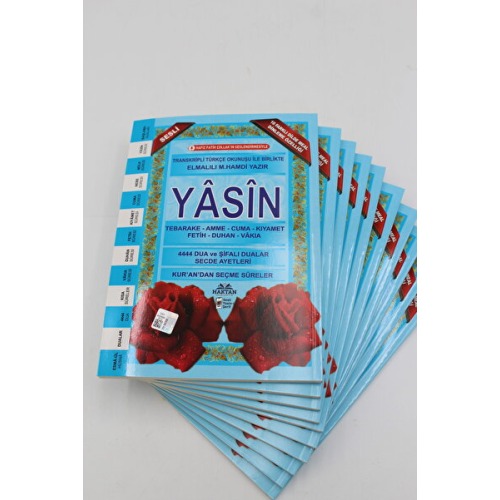 Haktan Yayın Dağıtım Ekonomik Hediyelik 10 Adet Yasin-i Şerif Mavi Renk 80 Shf. Orta Boy(17x24cm) QR Kod/Meal/Arapça