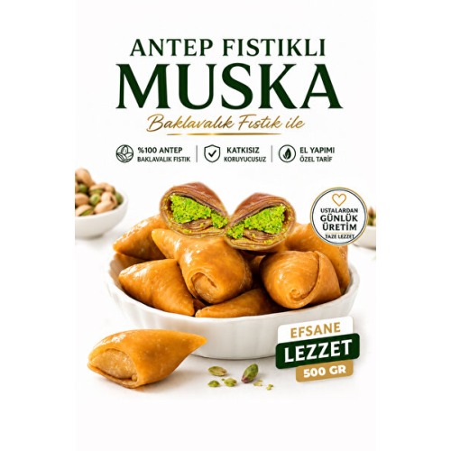 Gaziantep Baharat Antep Fıstıklı Muska 500 gr – Doğal, Bol Fıstıklı, El Yapımı Geleneksel Lezzet