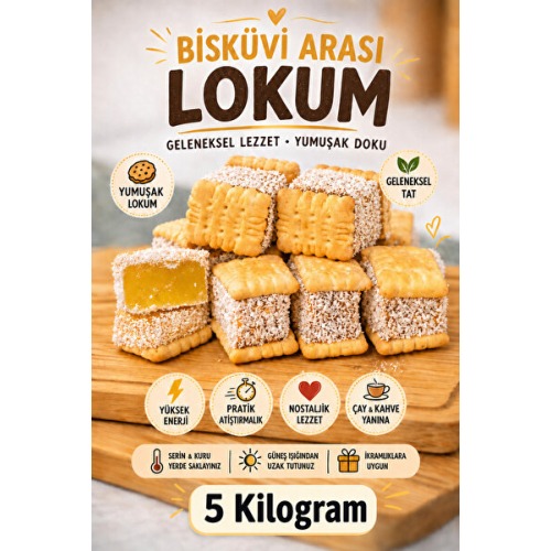 ÜLKÜ KURUYEMİŞ (5 KG) Lokmalık Mini Bisküvili Arası Lokum Hediyelik Tatlı Atıştırmalık