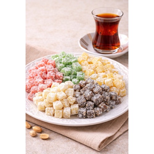 Darende Kayısı Dünyası Karışık Çifte Kavrulmuş Lokum (6 Renk) (500 Gr)– Çay Yanı İkramlık