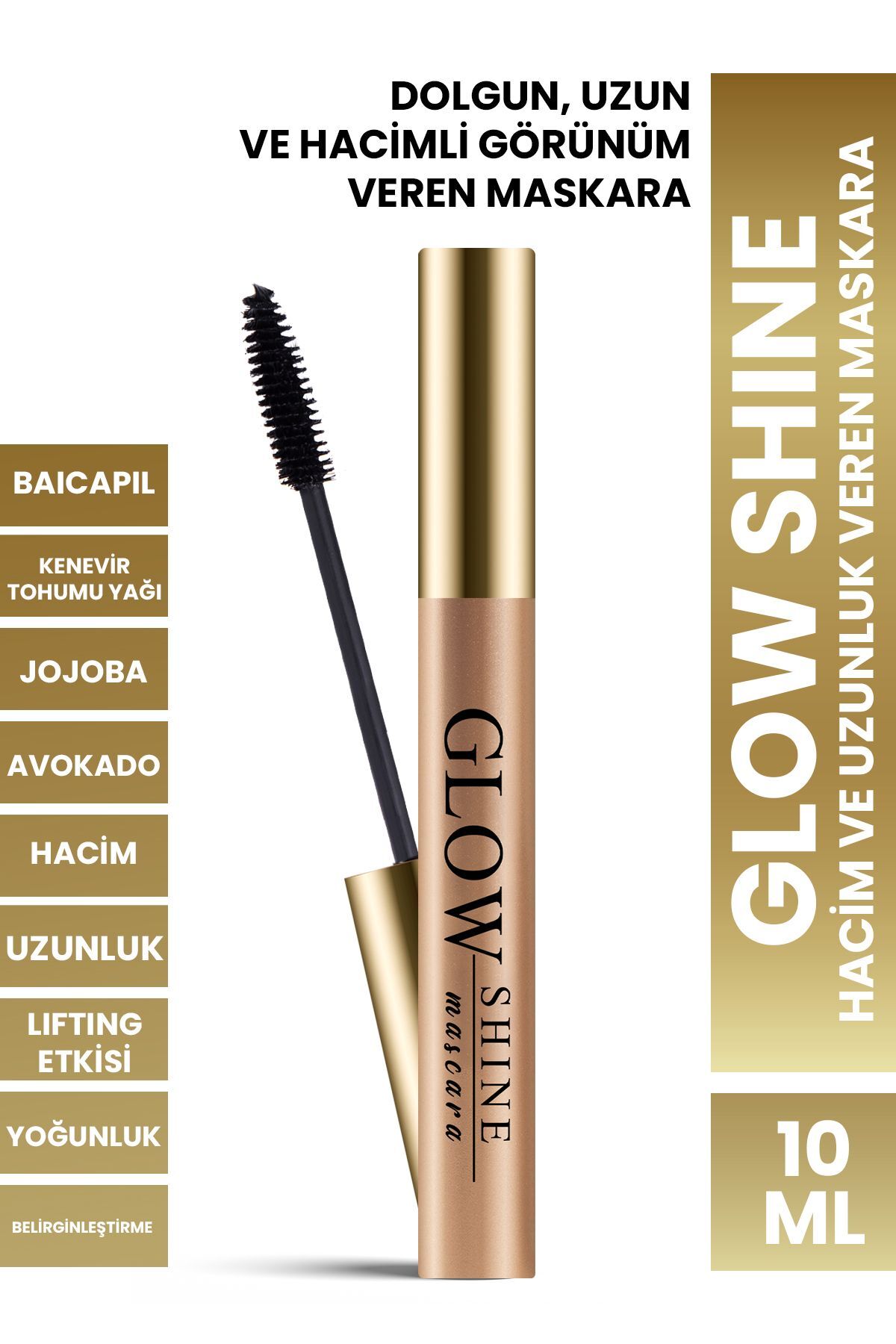 PROCSIN GLOW SHINE Hacim ve Uzunluk Veren Baicapil İçeren Besleyici Maskara 10 ml