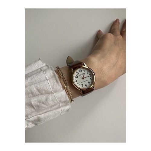 GOLDON Retro Kadın Kol Saati Rose Gold Vintage Stil Deri Kayışlı