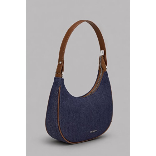 Housebags Urban Denim Hobo Omuz Çantası – Kontrast PU Deri Askılı