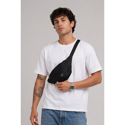 the modawest Unisex Siyah 2 Bölmeli Bel ve Omuz Çantası