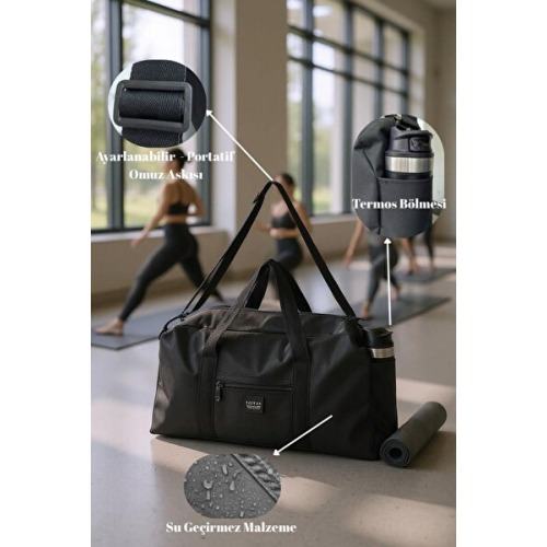 KAFFAA Unisex Uzun Askılı Termos Bölmeli Kadın Ve Erkek Kullanabilir Seyahat Fitness Ve Spor Çantası