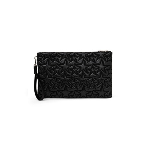 Ecrou Yıldız Desenli Siyah Parlak Portföy & Clutch Çanta Çıkarılabilir Bileklik Askılı 30 x 19 cm
