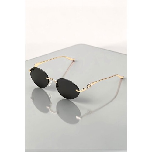 REN EYEWEAR PANTERA Metal Oval Güneş Gözlüğü Lazer Kesme Siyah Cam – Premium Tasarım UV400 Korumalı