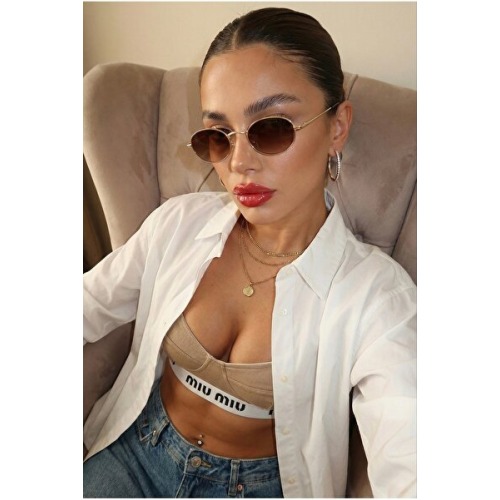 Goldmine Elips Güneş Gözlüğü Unisex Kahverengi Gold