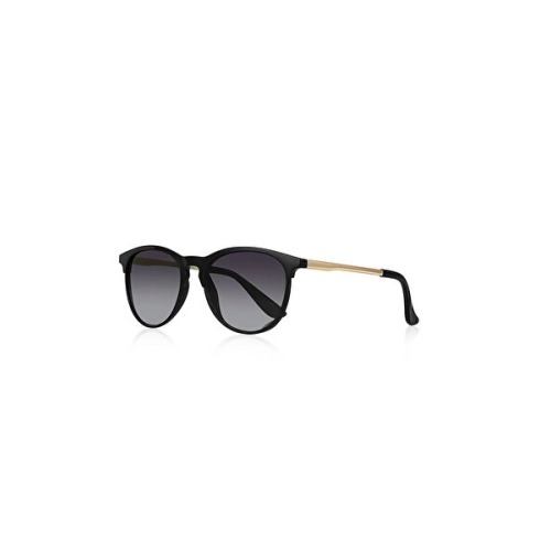 Chunky Frame Kemik Round Oval Unisex Siyah Metal Sap Güneş Gözlüğü