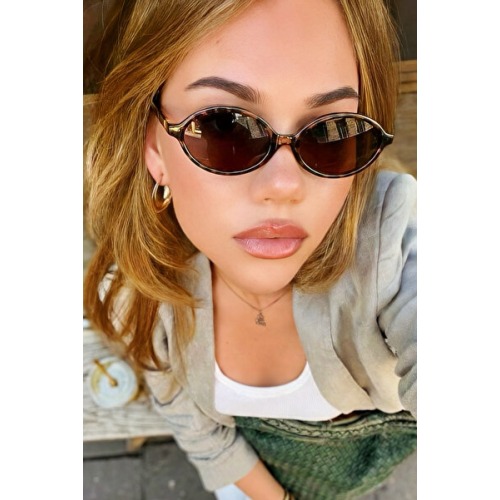 MACERATİ Oblamow Elips Unisex Leopar Çerçeveli Kahverengi Güneş Gözlüğü