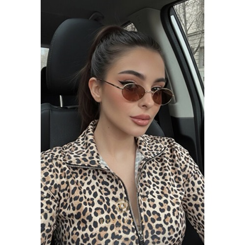 Eyesofia Milenya Gold Kahverengi Elips Metal Unısex Güneş Gözlüğü