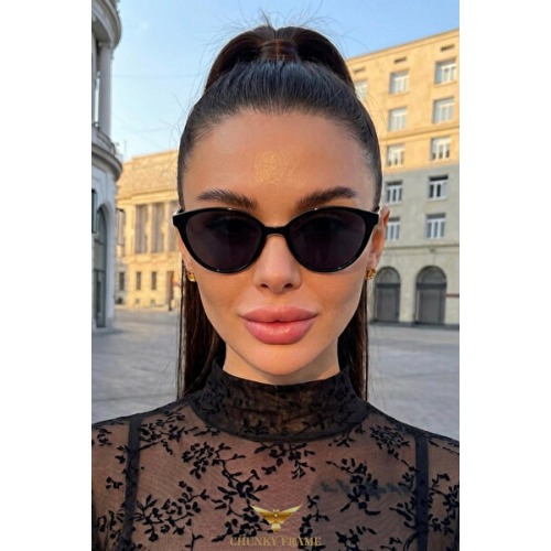 Chunky Frame Sırıus Cat Eye Kadın Ultra Hafif Siyah Uv400 Filtreli Güneş Gözlüğü
